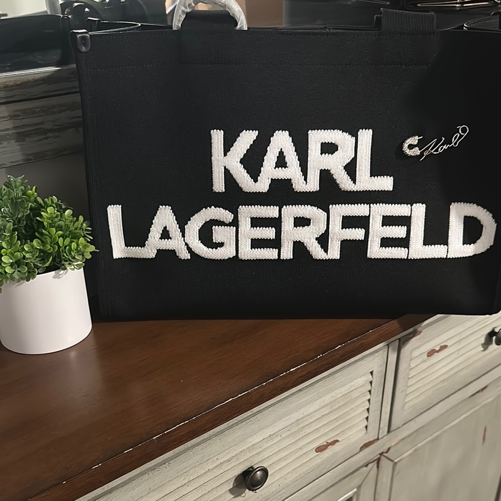 Karl Lagerfeld Black and White Logo Tote